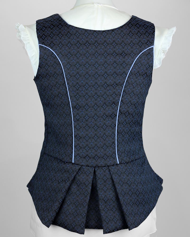 Stretch Trachtenmieder mit Schößerl, dunkelblau_02