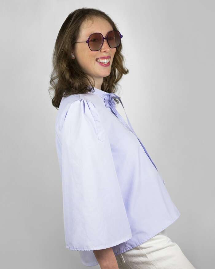 Bluse A-Linie Baumwolle circular hellblau