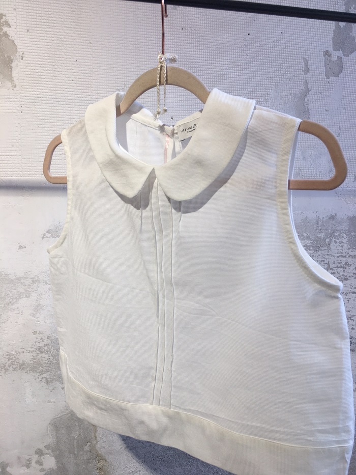 Bluse, Dirndlbluse Bubikragen Waffelstruktur weiß_02