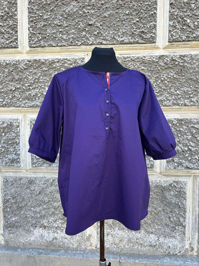 Halbarmbluse Poplin geknöpft in violett