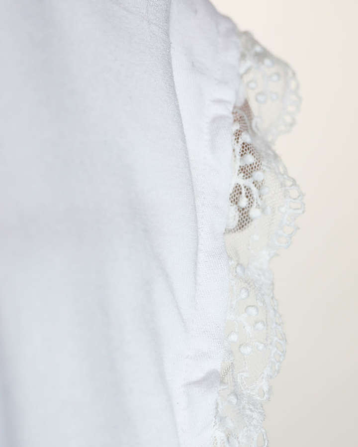 Bluse, Dirndlbluse Vintage-Spitze/Baumwolle mit Rüschen, hochgeschlossen, weiß_01