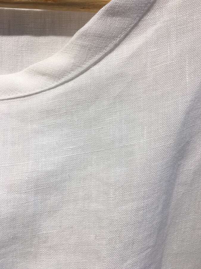 Bluse mit Volumenärmel Leinen weiß_02