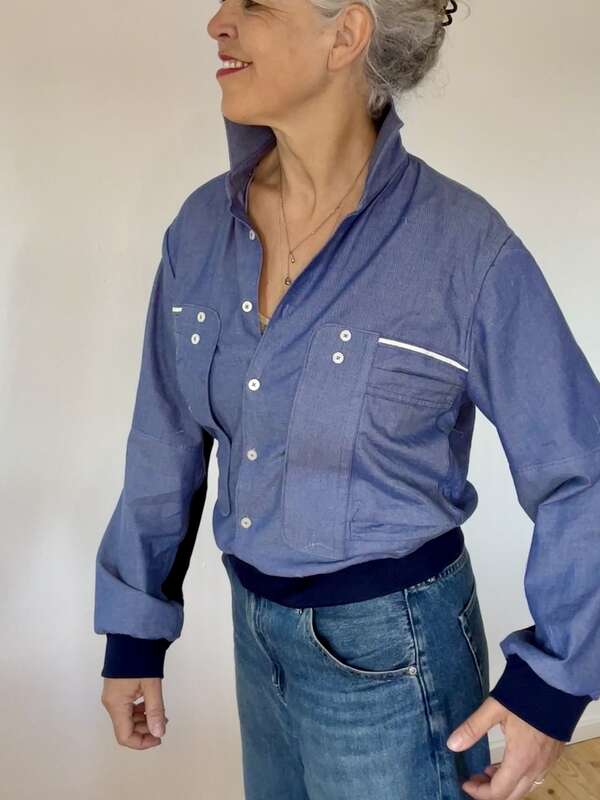 Bluse Jeansblau mit Manschetten