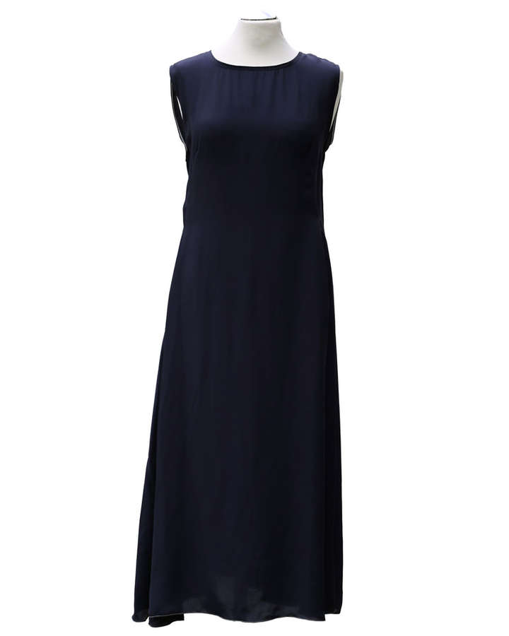 Seidenkleid ärmellos in navy