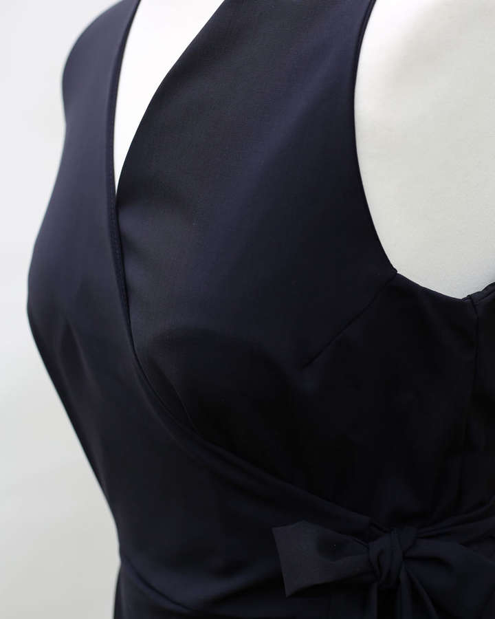 Wickelkleid aus Virginwool in dunkelblau