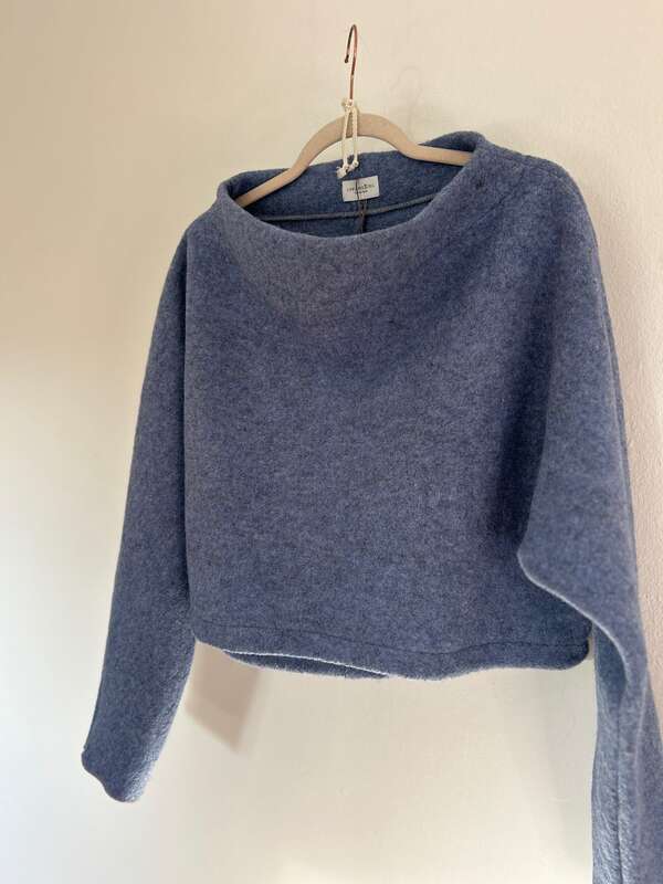 Pulli Turtleneck Wollwalk blau