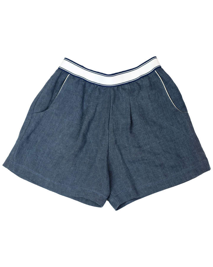 Short aus Leinen, indigoblau, mit Taschen und Gummibund_01