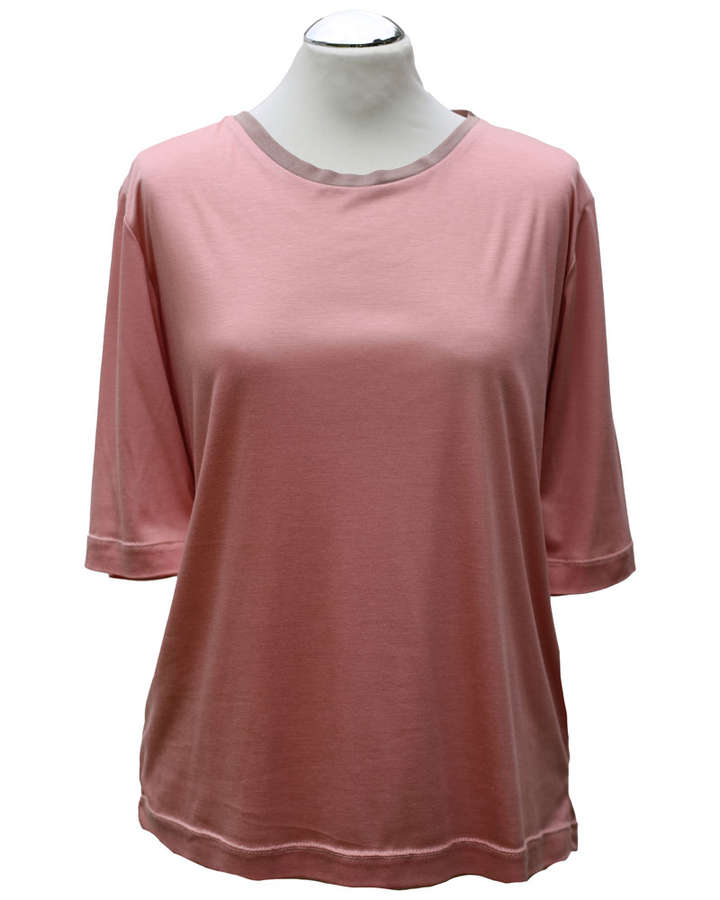 T-Shirt aus Makosatin-Baumwolle in apricot