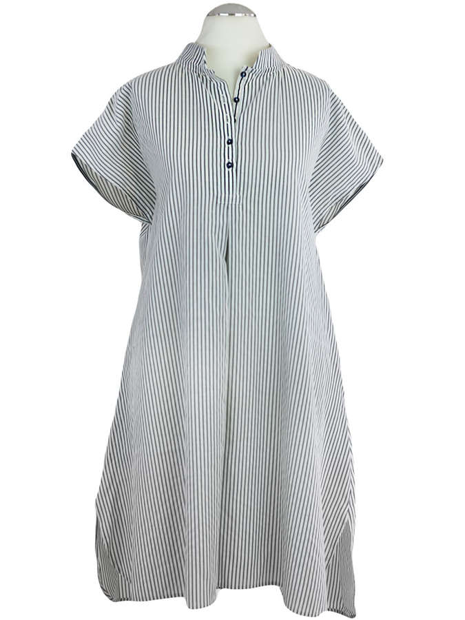 Tunika Baumwolle, weiß / grau gestreift_01