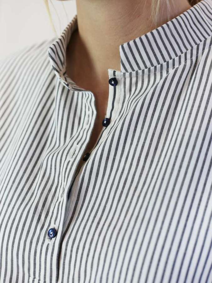 Tunika Baumwolle, weiß / grau gestreift_02