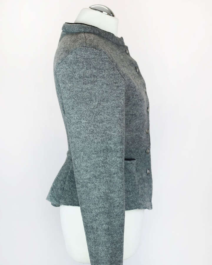 Walkjacke aus reiner Wolle mit Taschen und Schößchen, graumélange_02