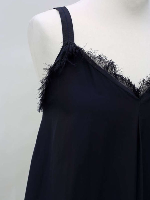 Kleid aus Seide in navy mit Spaghettiträgern