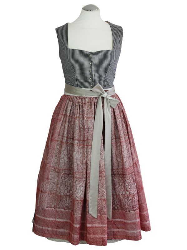 Dirndl mit Schürze, Baumwollstretch, gestreift