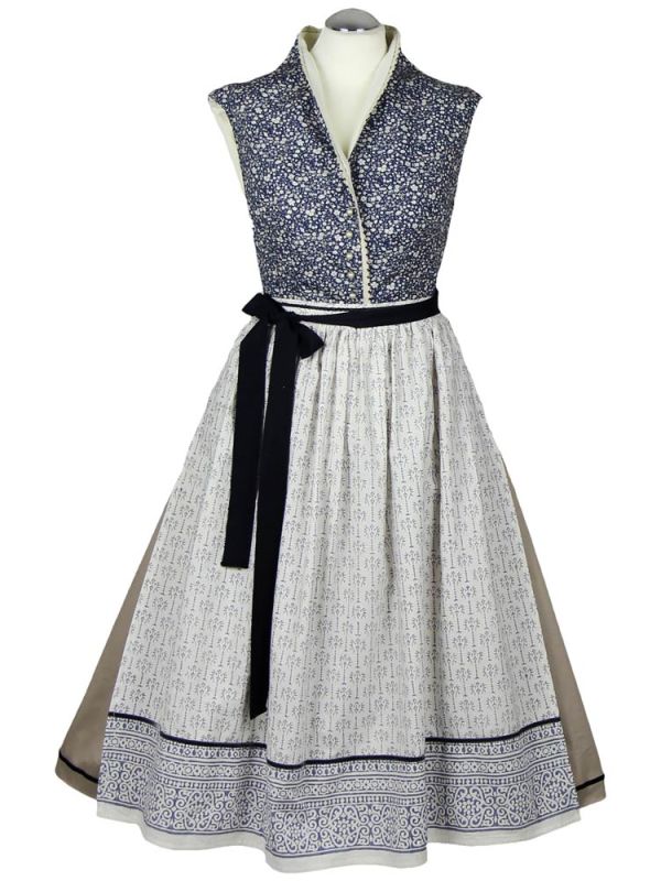 Schalkragen Dirndl mit Schürze, Millefleur // Rock beige