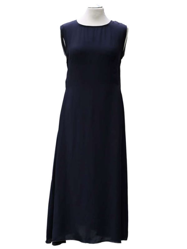 Seidenkleid ärmellos in navy