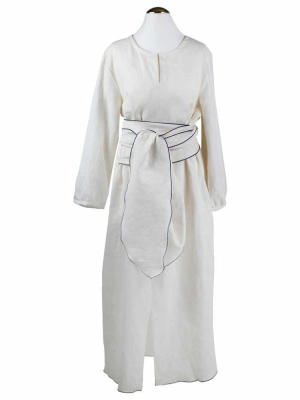 Wickelkleid in Leinen, offwhite