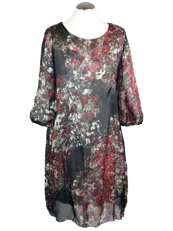 Zweilagiges Seidenkleid im Chochenille Print