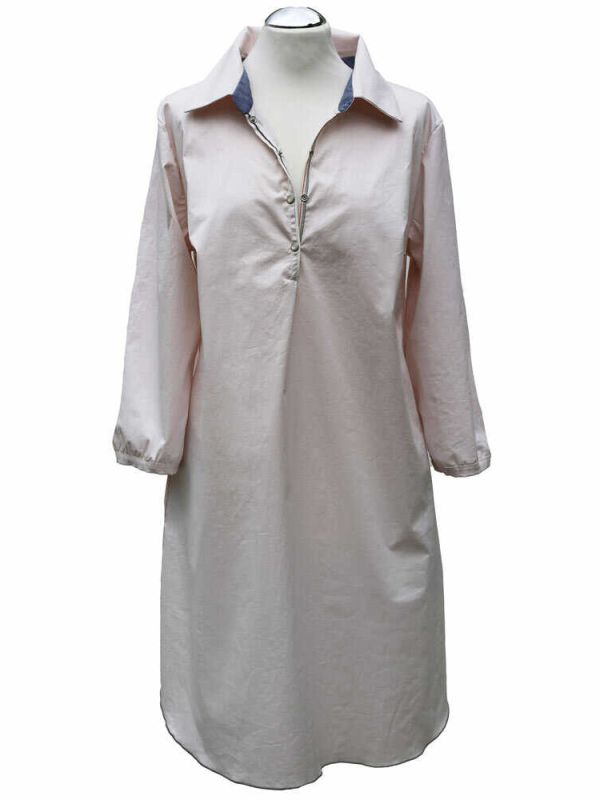 Hemdblusenkleid uni rosa in Poplin