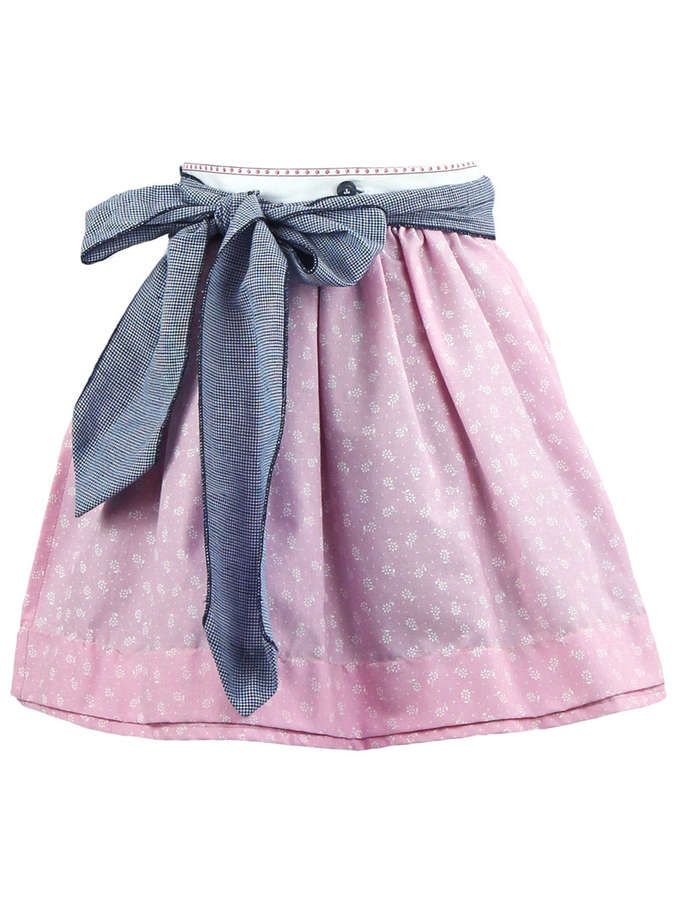 Kinder Baumwoll - Dirndl Schürze, Blumenprint rosa / weiß_04