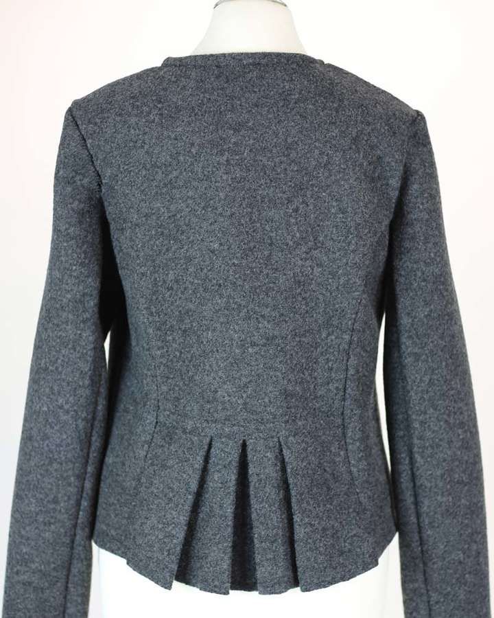 Walkjacke aus reiner Wolle mit Taschen und Schößchen, dunkelgraumélange_03