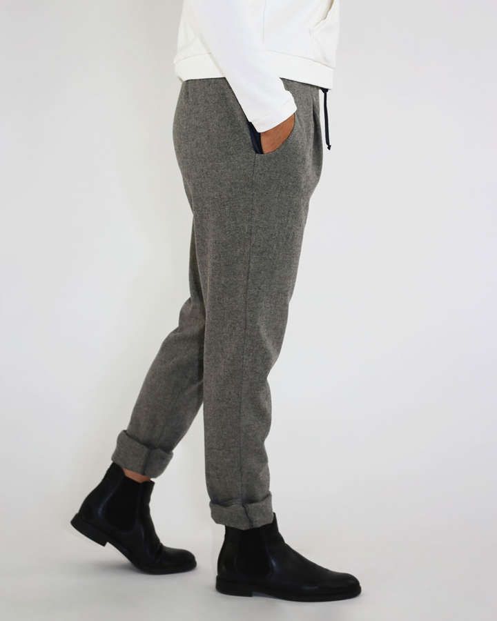 Hose Chino, komfortabel, Taschen und Kordelzug, Wollmischung, basalt_03