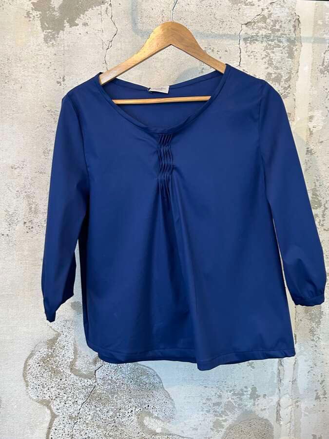 Popeline Bluse halbarm, royalblau