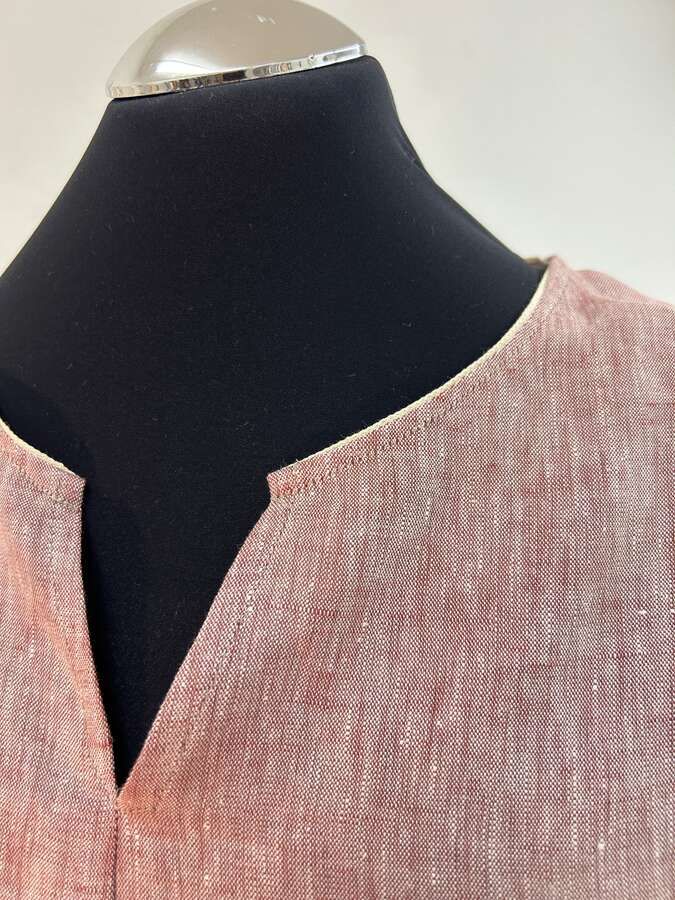 Blusenshirt Bioleinen, rotmelange_01
