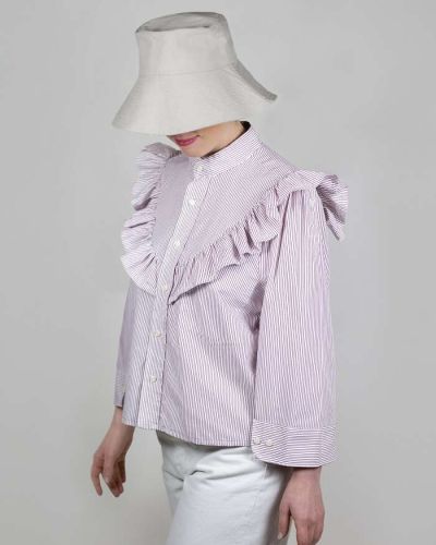 Bluse Volant rotweiss Streifen Baumwolle circular