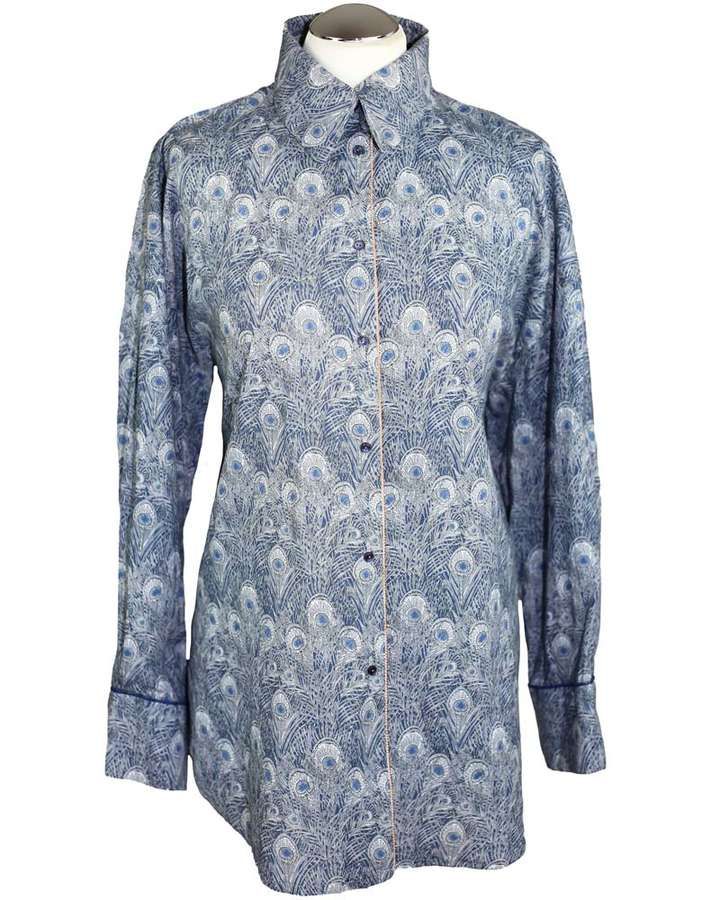 Oversize Bluse aus Baumwolle mit Federprint