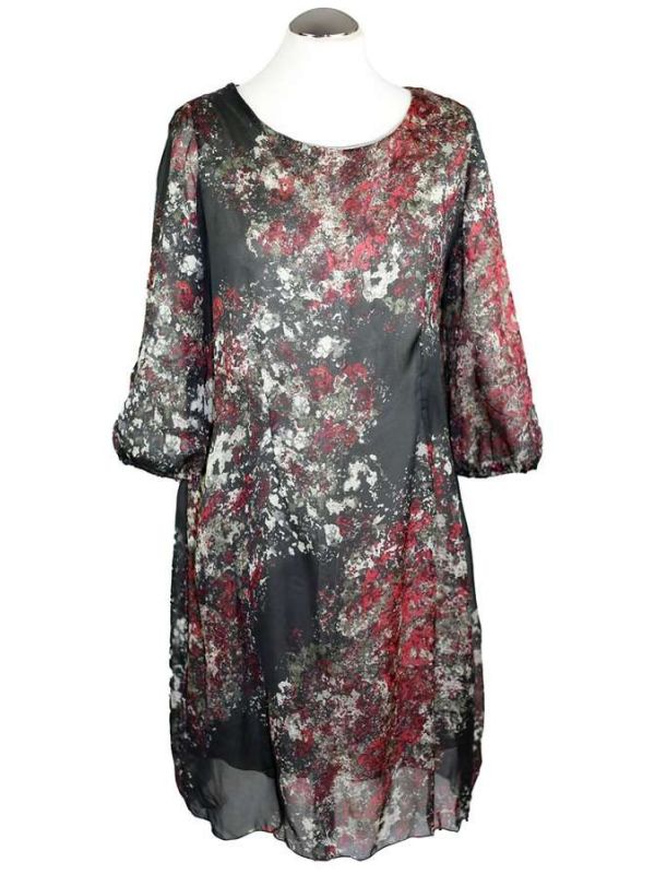 Zweilagiges Seidenkleid im Chochenille Print