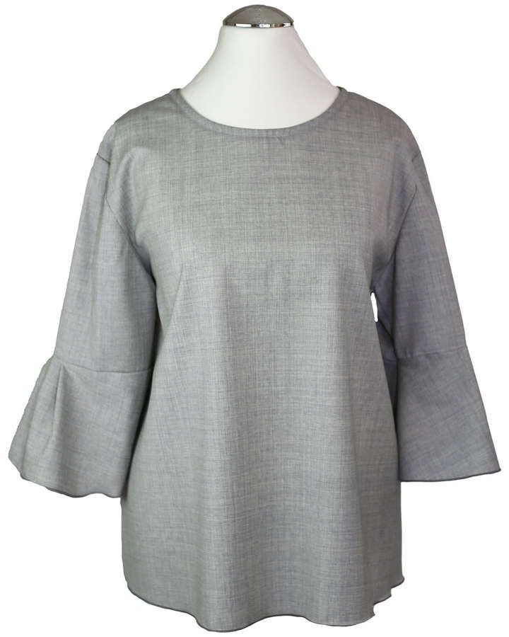 Bluse aus weichem Kammgarn, Wolle, graumelange