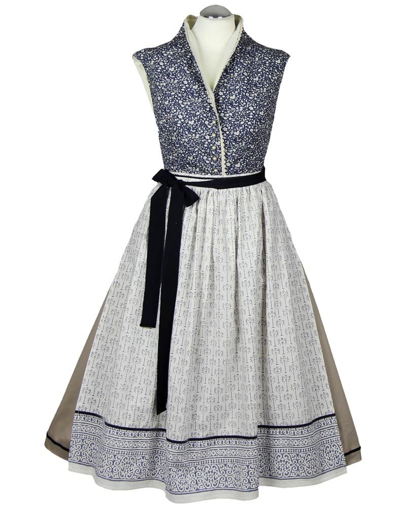 Schalkragen Dirndl mit Schürze, Millefleur // Rock beige_04