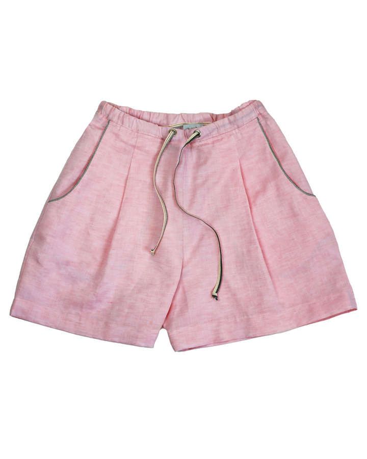 Short aus Leinen in rosa, mit Taschen und Kordelzug_04