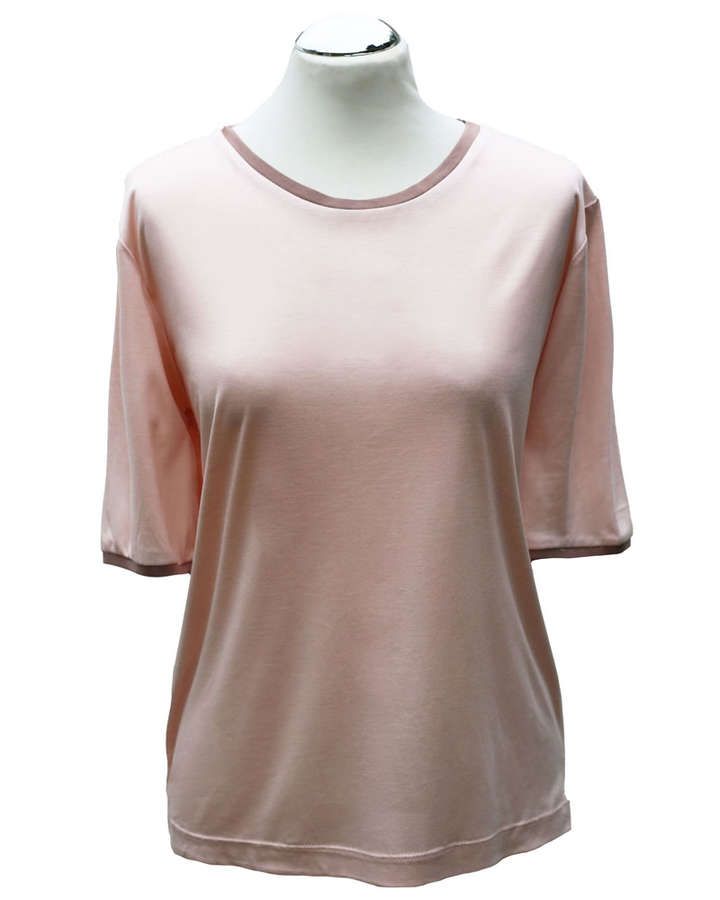T-Shirt aus Makosatin-Baumwolle in rosé