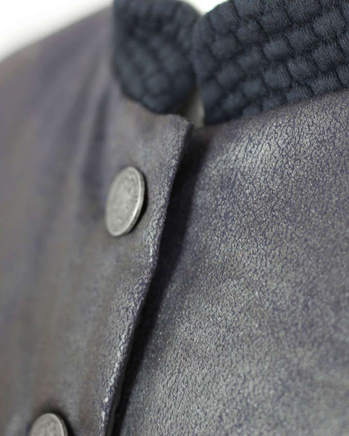 Jacke aus Materialmix, beschichtete Baumwolle mit Strickärmeln, dunkelblau_02