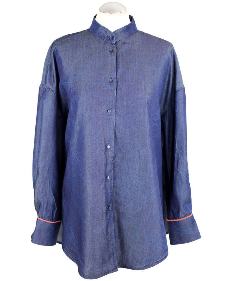 Oversizebluse in Tencel in indigo