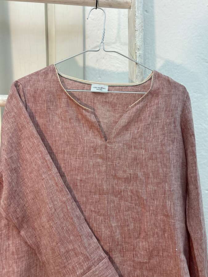 Blusenshirt Bioleinen, rotmelange_02