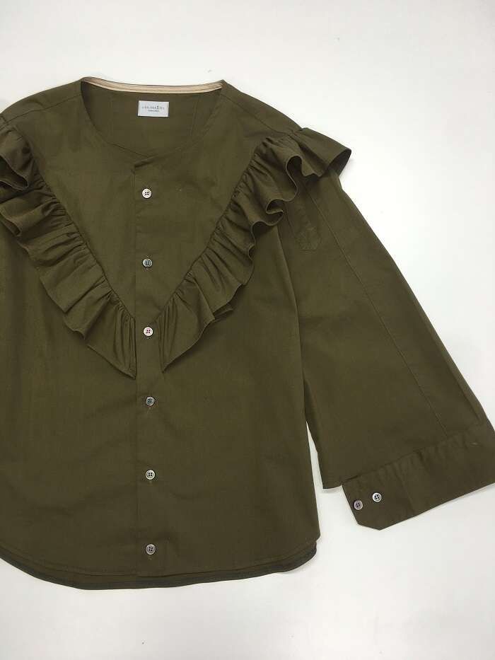 Bluse Volant khaki Baumwolle circular_01