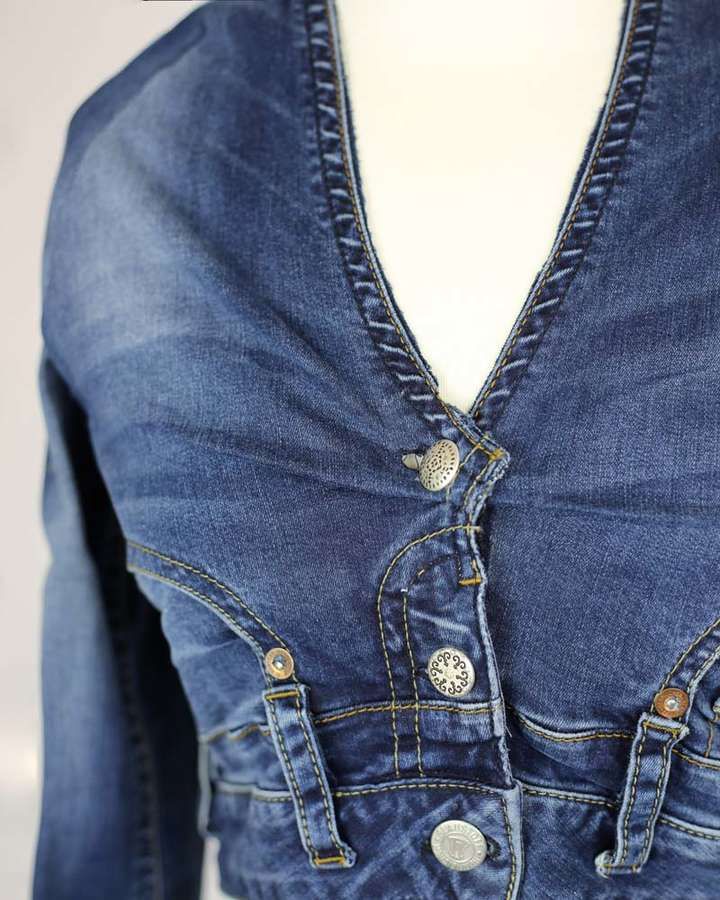 Jacke aus Jeanshose / Baumwolle, blau, upcycling_01