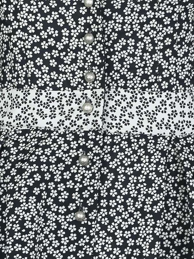 Millefleur Blumen Jaquard Kleid, schwarz/weiß_01