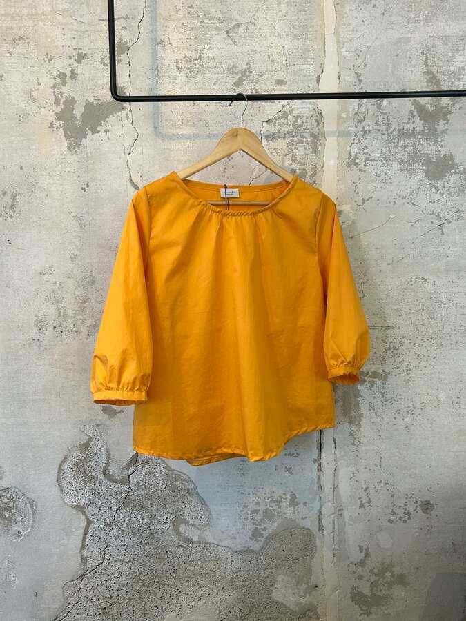 Popeline Bluse halbarm, honiggelb