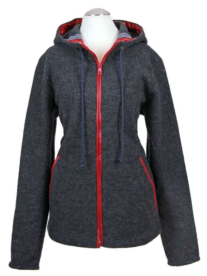 Kapuzenjacke Wollwalk, anthrazit