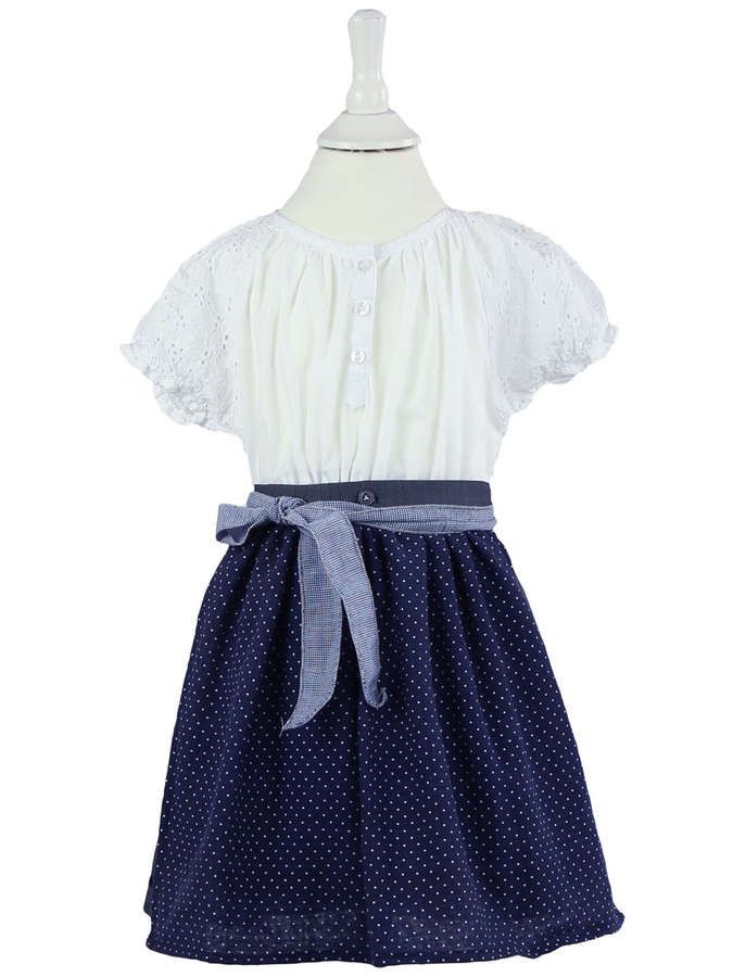 Kinder - Dirndl mit Schürze, weiß / dunkelblau