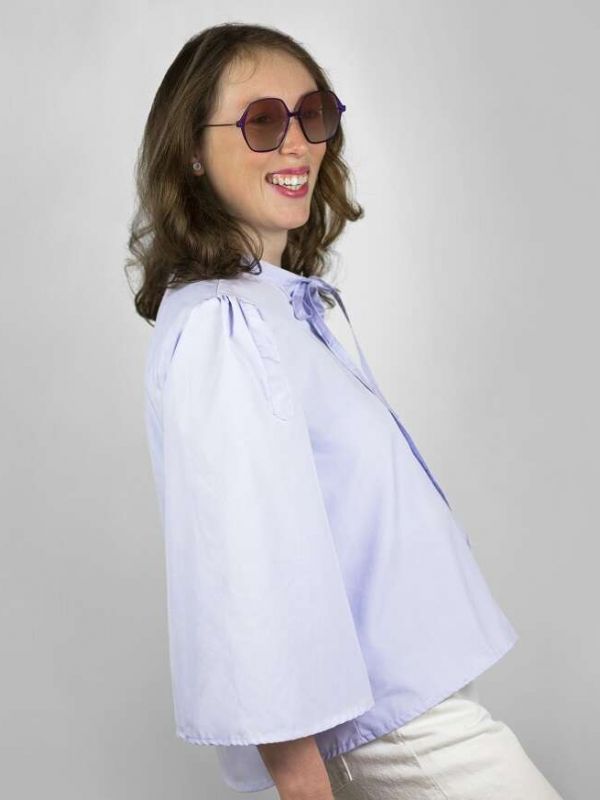 Bluse A-Linie Baumwolle circular hellblau