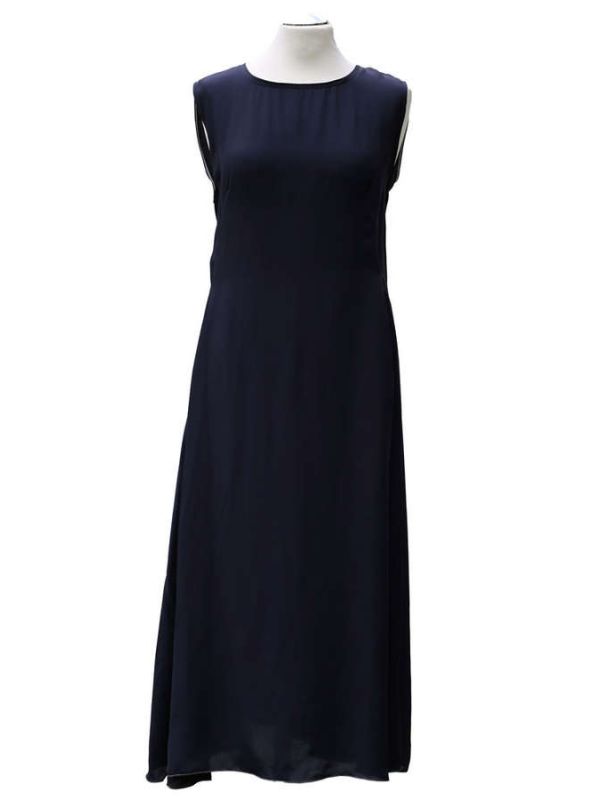 Seidenkleid ärmellos in navy