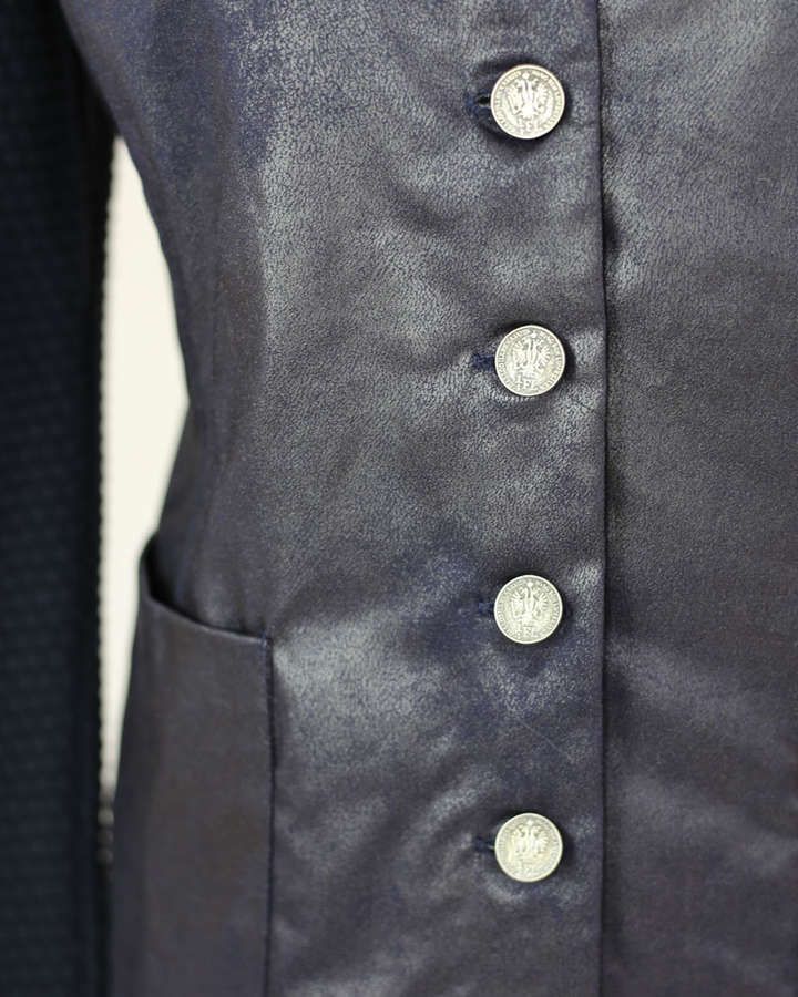 Jacke aus Materialmix, beschichtete Baumwolle mit Strickärmeln, dunkelblau_01