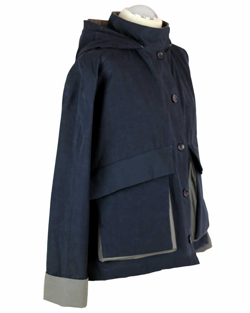 Jacke wind-und wasserabweisend, blau mit Kapuze