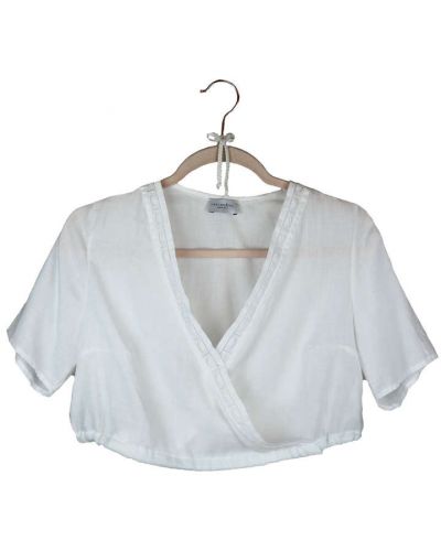 Bluse, Dirndlbluse / Baumwolle mit Vintageborte, weiß