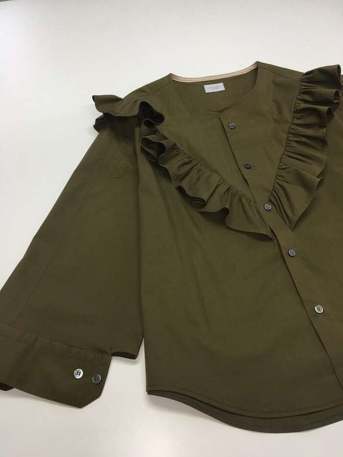 Bluse Volant khaki Baumwolle circular_02