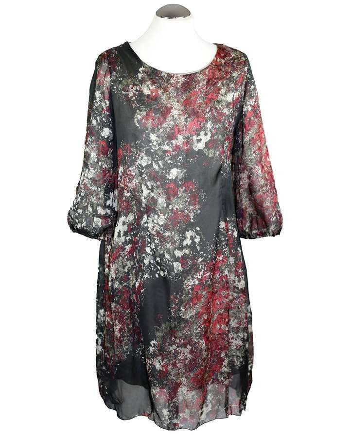 Zweilagiges Seidenkleid im Chochenille Print_04